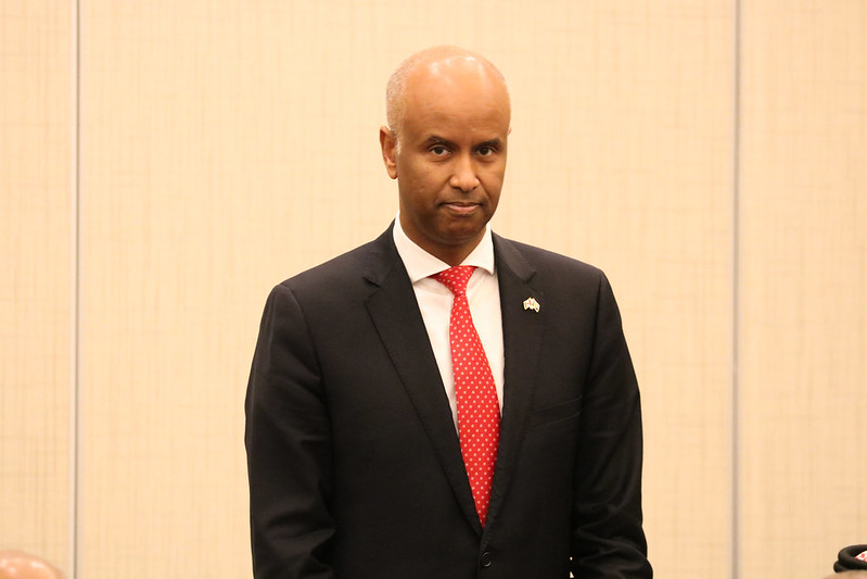The Honourable Ahmed Hussen, Minister of International Development of Canada, at the 46th Regular Meeting of the Conference of Heads of Government of CARICOM on Monday