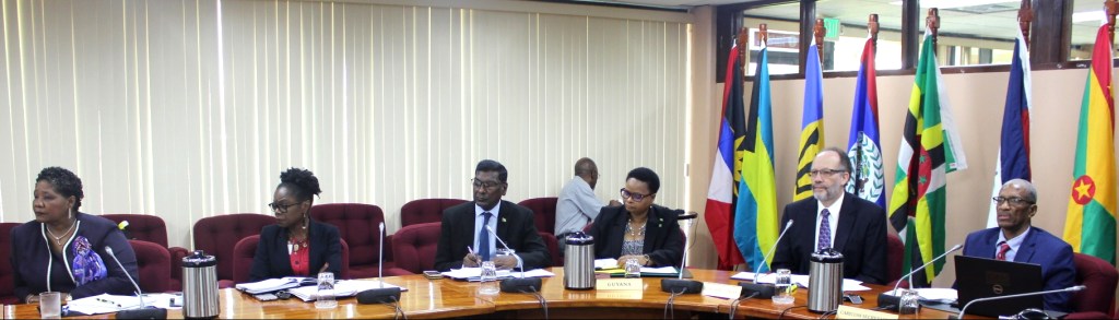 Secretary General of the Caribbean Community, Ambassador Irwin LaRocque and other officials join the meeting from the CARICOM Headquarters in Guyana