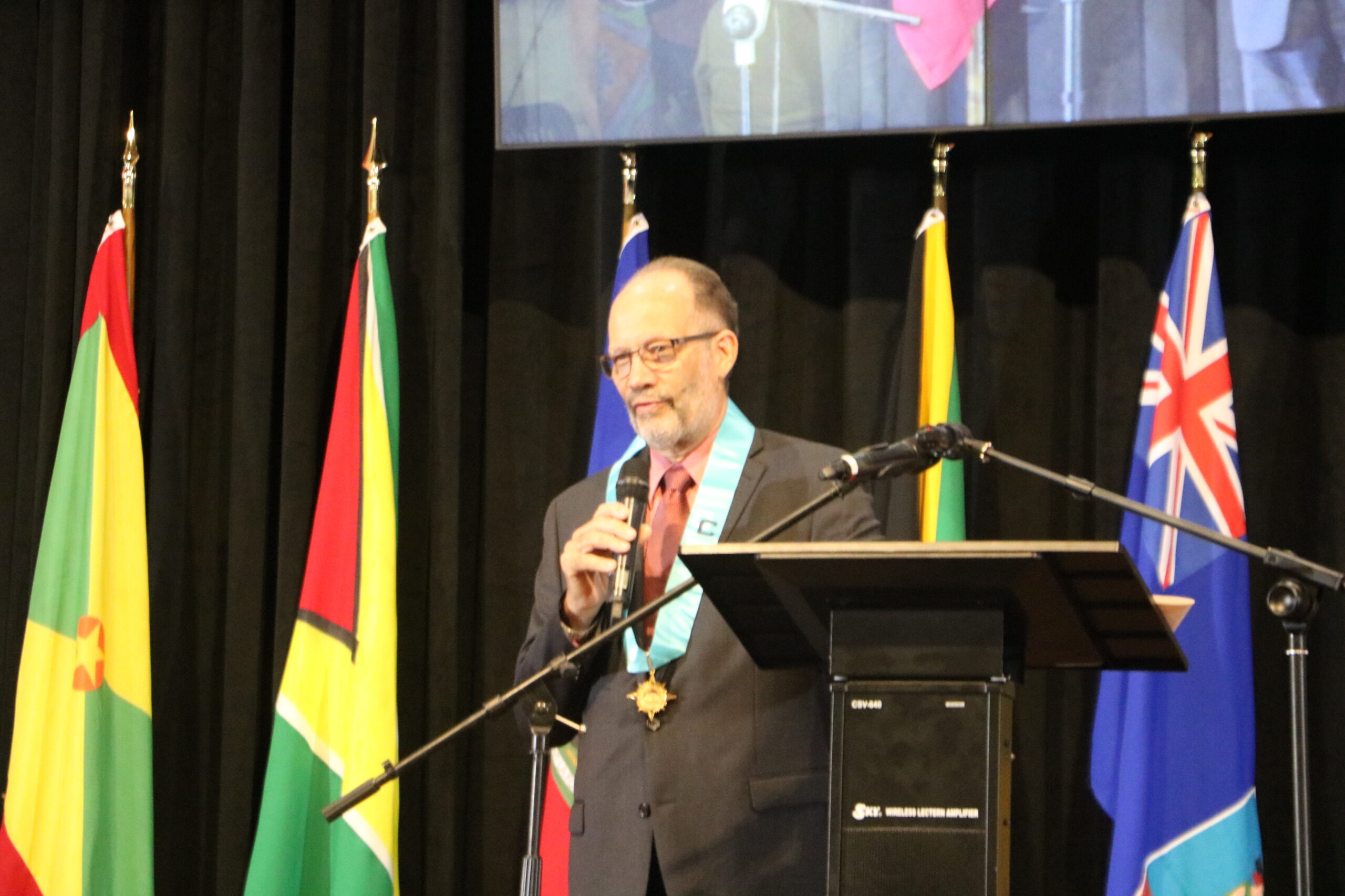 Former CARICOM Secretary-General, Amb. Irwin LaRocque briefly addresses the opening