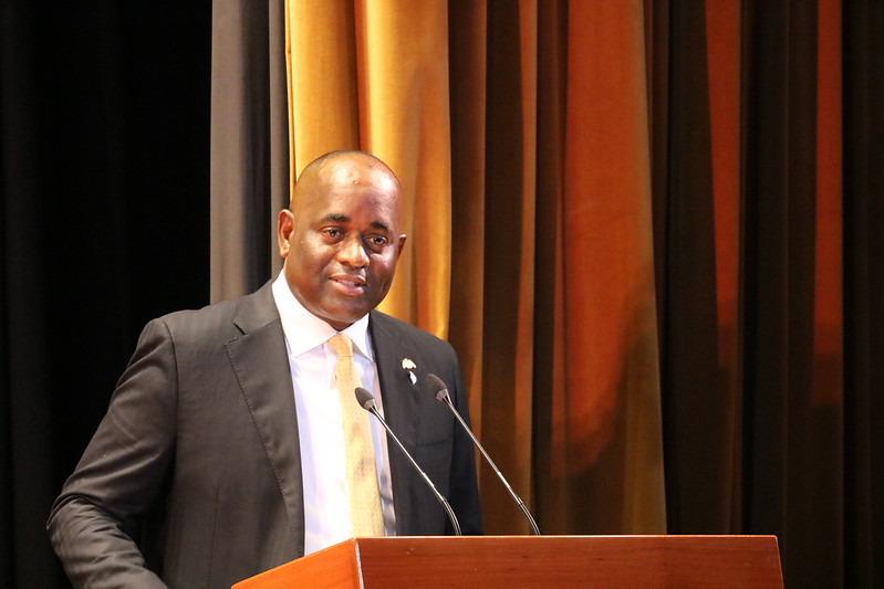 Outgoing Chairman of CARICOM, the Hon Roosevelt Skerrit, Prime Minister of Dominica, speaks at the opening ceremony of the 46th Regular Meeting of the Conference of Heads of Government of CARICOM