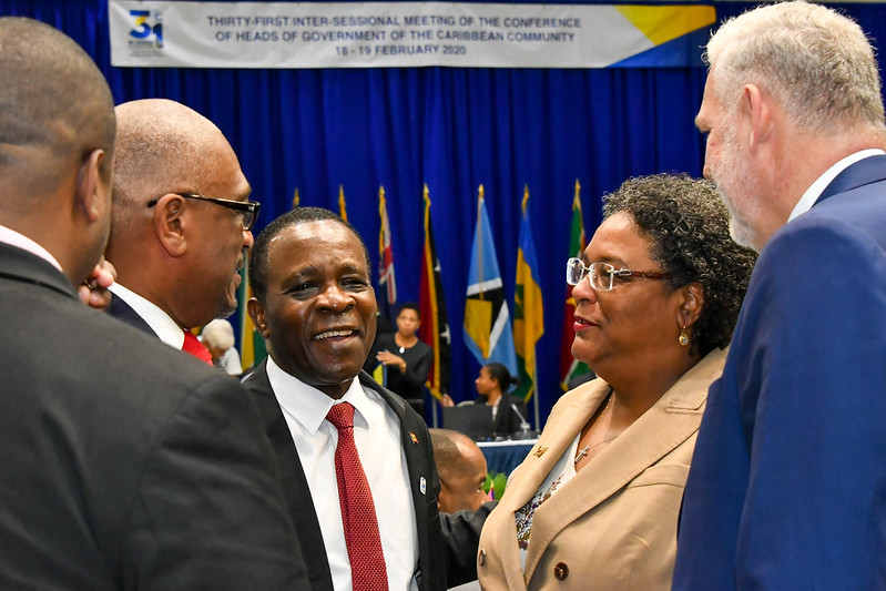 l-r) Prime Ministers Dr. Hubert Minnis of The Bahamas, Dr. Keith Mitchell of Grenada, Mia Mottley of Barbados and Allen Chastanet of Saint Lucia at the opening