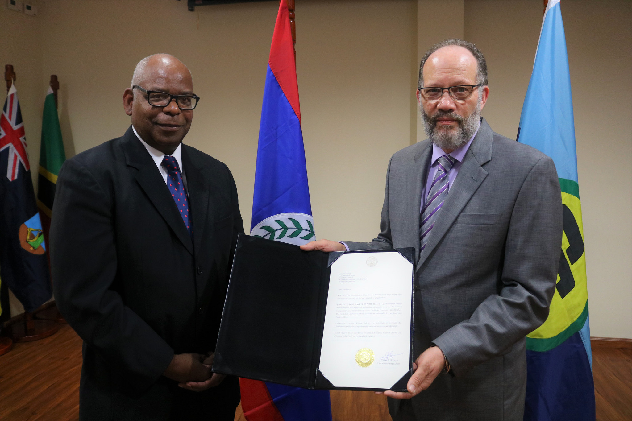 Photo of New Ambassador of Belize to CARICOM accredited