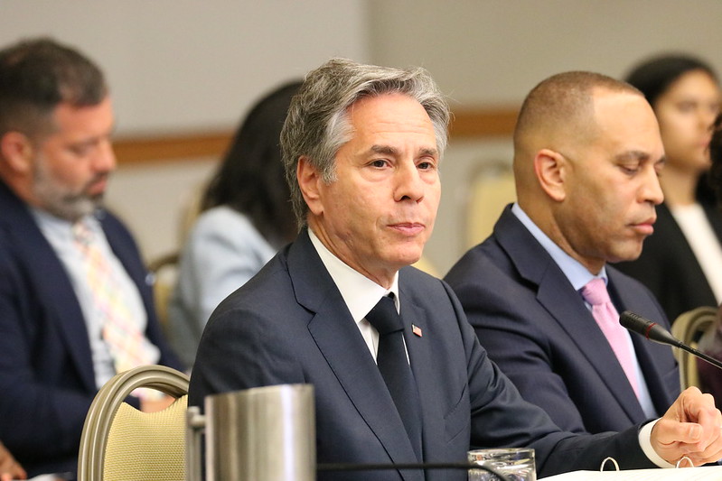 US Secretary of State Anthony Blinken makes remarks at the engagement with CARICOM Heads of Government in Trinidad and Tobago