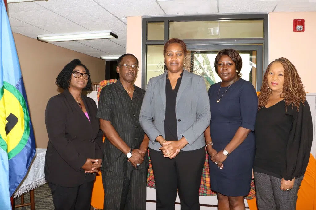 The Independent High-Level Mission (from left): Ms Angela Taylor, Chief Electoral Officer, Barbados; Mr Anthony Boatswain, former Finance Minister, Grenada; Ms Francine Baron, Chair of the Team and former Attorney General and Foreign Minister, Dominica; Ms Fern Nacis-Scope, Chief Elections Officer, Trinidad and Tobago; Ms Cynthia Barrow-Giles, Senior Lecturer, Department of Government, UWI.