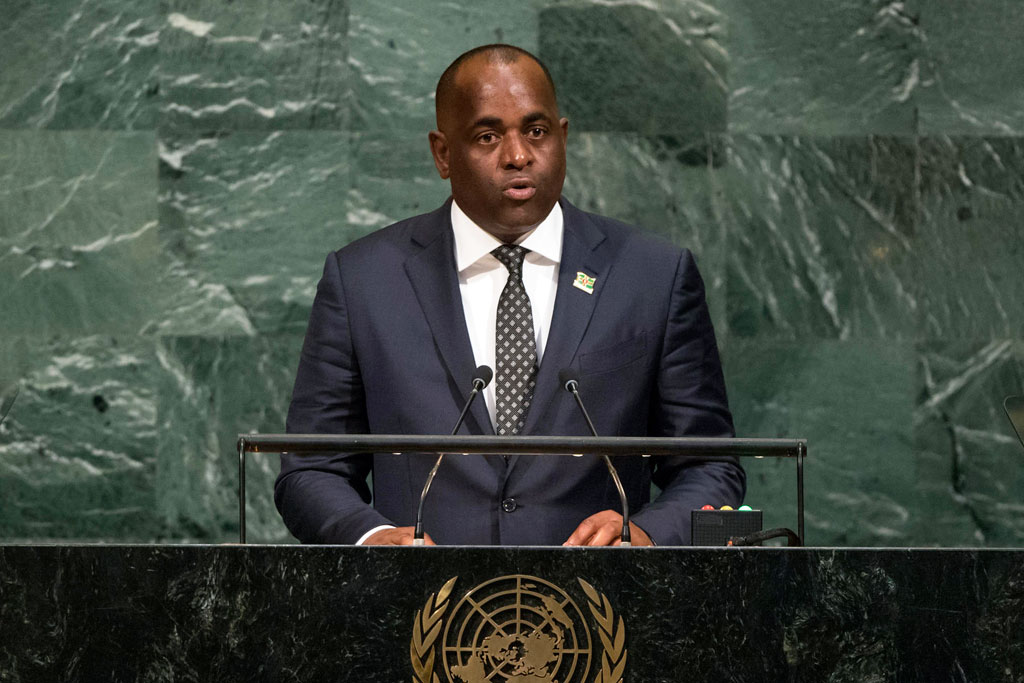 Photo of Dominica Prime Minister Roosevelt Skerrit addresses the UN General Assembly