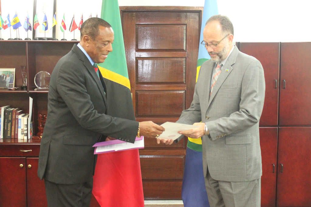 Photo of St. Kitts and Nevis envoy to CARICOM accredited