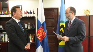Photo of Remarks  by Ambassador Irwin LaRocque on the occasion of the Presentation of  Credentials by His Excellency Mr. Jukka Pietikainen Plenipotentiary Representative (Designate) of Finland to CARICOM