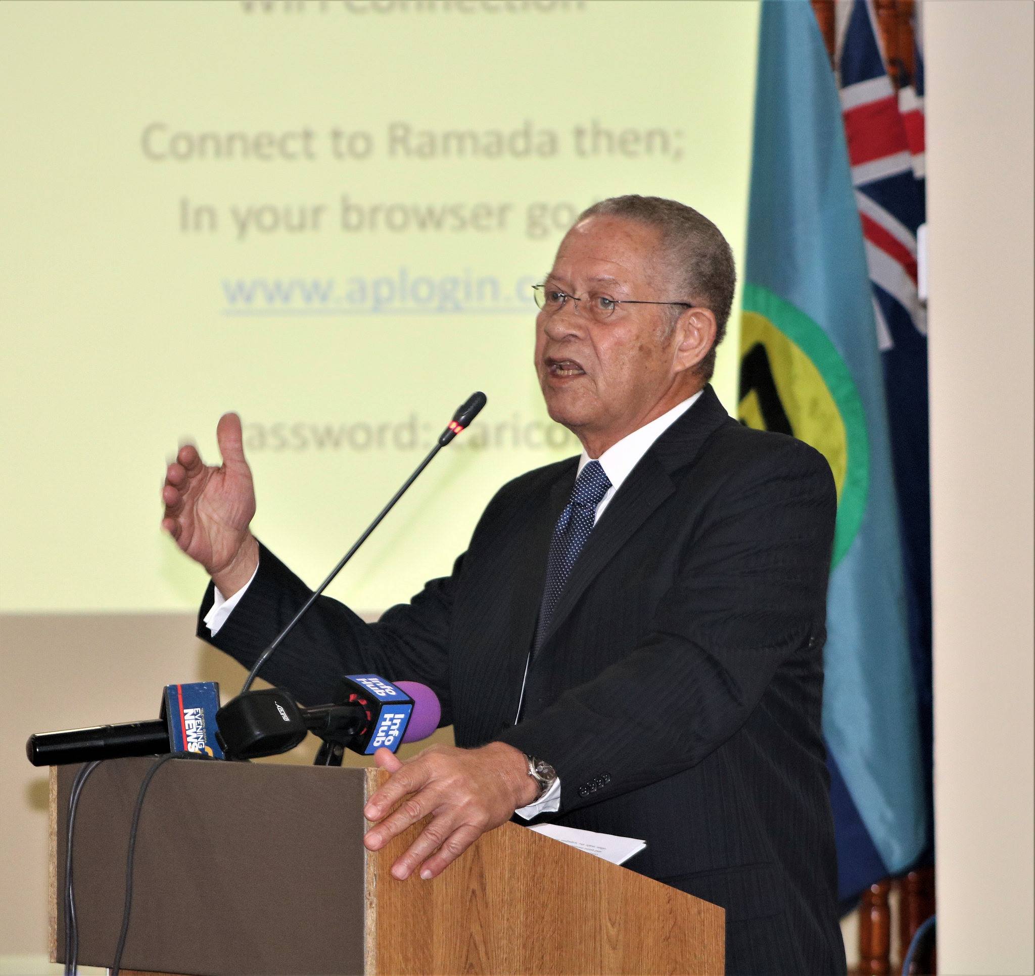 Photo of ‘The CSME: A time for reckoning’ Presentation by former Prime Minister of Jamaica, Mr. Bruce Golding to the Stakeholder Consultation