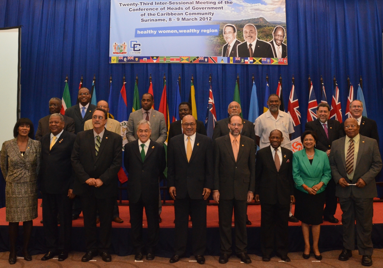 Photo of COMMUNIQUÉ ISSUED AT THE CONCLUSION OF THE TWENTY-THIRD INTER-SESSIONAL MEETING OF THE CONFERENCE OF HEADS OF GOVERNMENT OF THE CARIBBEAN COMMUNITY (CARICOM), 8-9 MARCH 2012, PARAMARIBO, SURINAME
