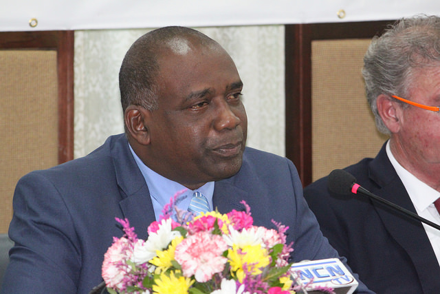 Photo of Hon. Oliver Joseph addresses the Opening Ceremony of the Third Meeting of the Joint CARIFORUM-EU Council