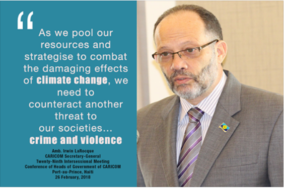 Photo of Remarks  by the Secretary-General Caribbean Community (CARICOM) Ambassador Irwin Larocque at the Opening of the Twenty-Ninth Inter-sessional Meeting of the Conference of Heads of Government of The Caribbean Community Port-au-Prince, Haiti 26-27 February 2018